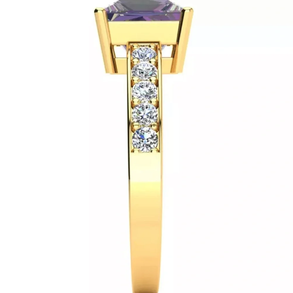 New Square Step Cut 1 7/8ct Mystic Topaz Diamond Ring in 14K Yellow Gold
